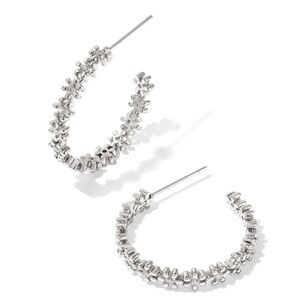 Kendra Scott Silver Nydia Hoop Earrings with daisy like detail.
